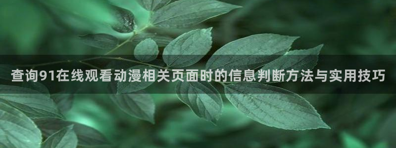 汗汗漫画全部分类：查询91在线观看动漫相关页面时的信息判断方法与实用技巧